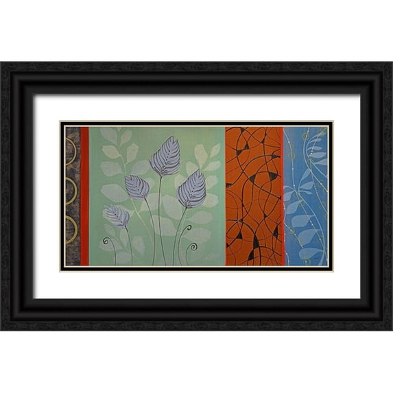 Hafod, Danielle 18x11 Black Ornate Wood Framed with Double Matting Museum Art Print Titled - Leaf Tapestry