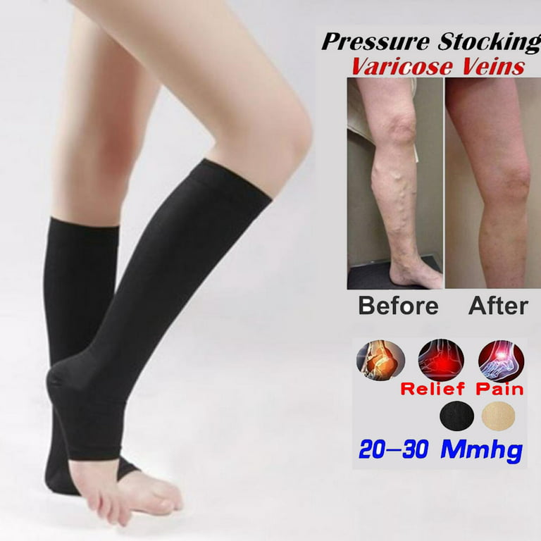Thigh High Open Toe 20-30 mmHg Firm Compression Wide Calf Leg