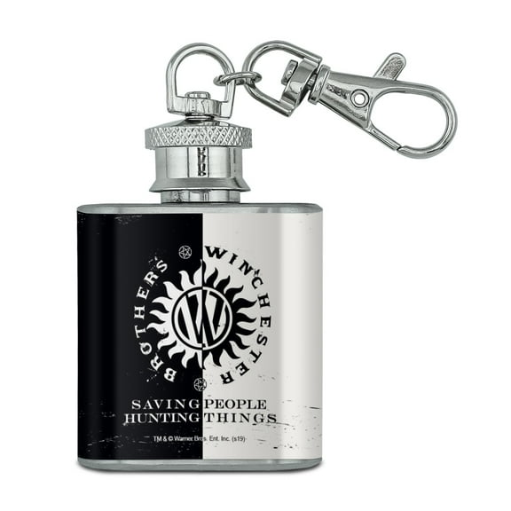 Supernatural Brothers Winchester Stainless Steel 1oz Mini Flask Key Chain