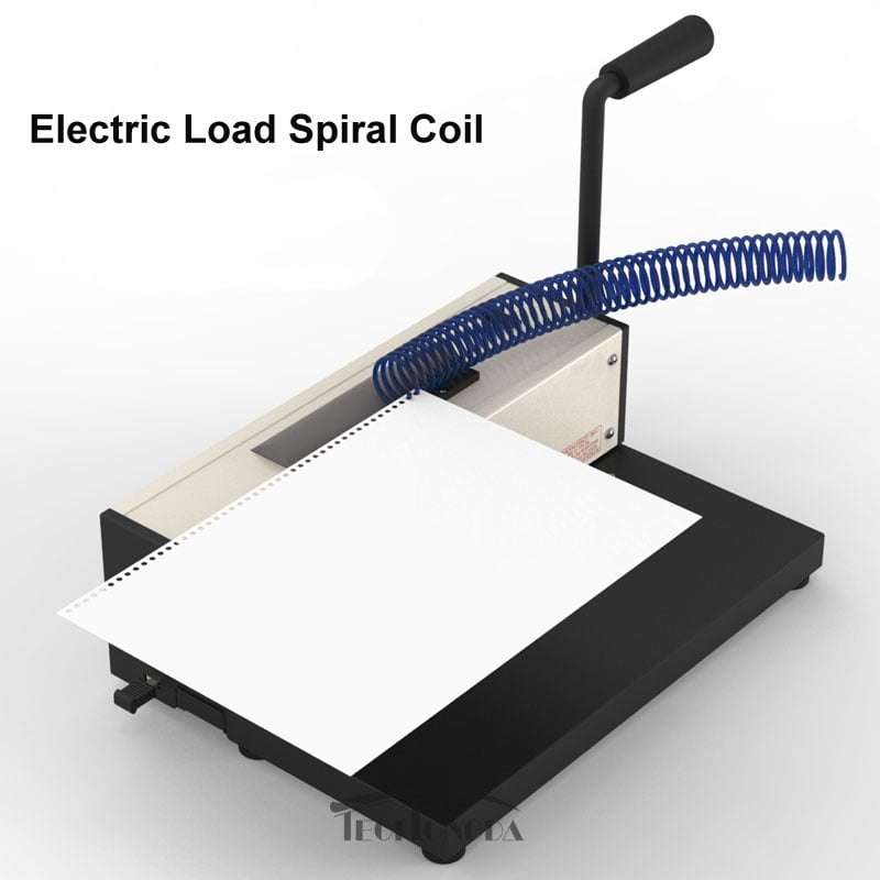 PreAsion Metal Based Spiral Coil Round Binding Machine Binder Electric Inserter with Spiral Cutter 110V