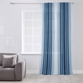 thumbnail image 3 of Navy Blue Ombre Stripe Semi Sheer Curtains Drapes for Living Room, Bedroom, French Doors Window 108 Inches Long, Farmhouse Simple Striped Rod Pocket Chiffon Curtain Drapery Voile Draperies Panel, 3 of 6