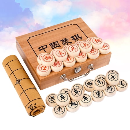 Supvox Portable Wooden Chinese Chess Set Assorted Color for Home and Travel Use