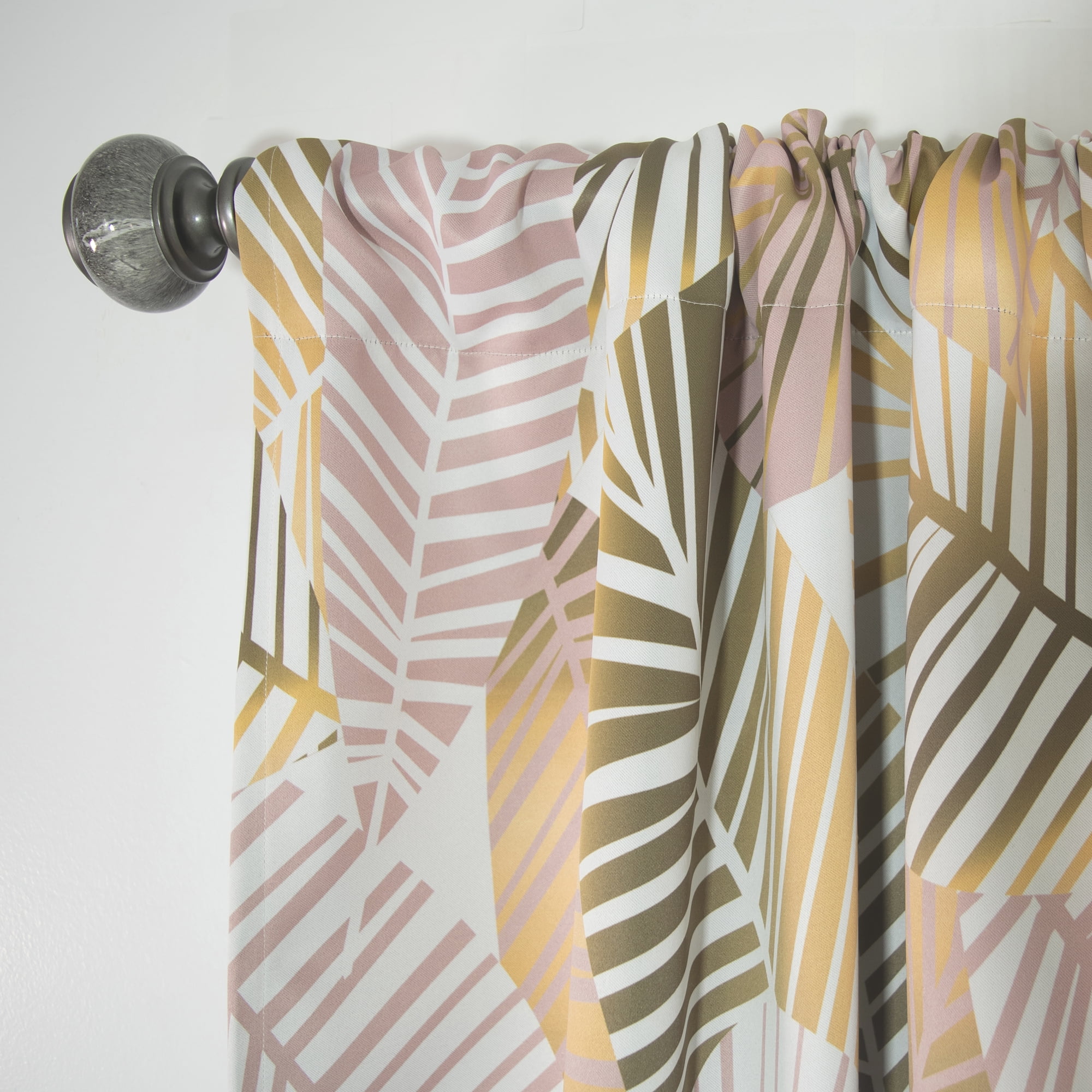 Designart 'Palm Golden Leaves II' Mid-Century Modern Curtain Panel