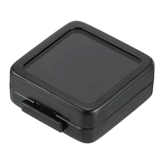 1.6x1.6x0.6 Inch Gemstone Display Box, Diamond Storage Boxes Jewelry Container with Clear Glass Top Lids and Sponge for Gems Diamonds Coin Pins Badges Bare Stone, Black
