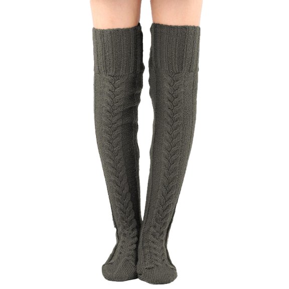 LckLvx Women's Cable Knit Over The Knee Socks Warm Thick Tall Thigh High Stockings Long Winter Leg Warmers