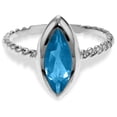 thumbnail image 2 of Galaxy Gold 14K Solid White Gold Cable Band Ring with Natural Marquise Blue Topaz, Size 9.0, 5.5-11 Sizes, December Birthstone, Symbol of Insight, 2 of 4