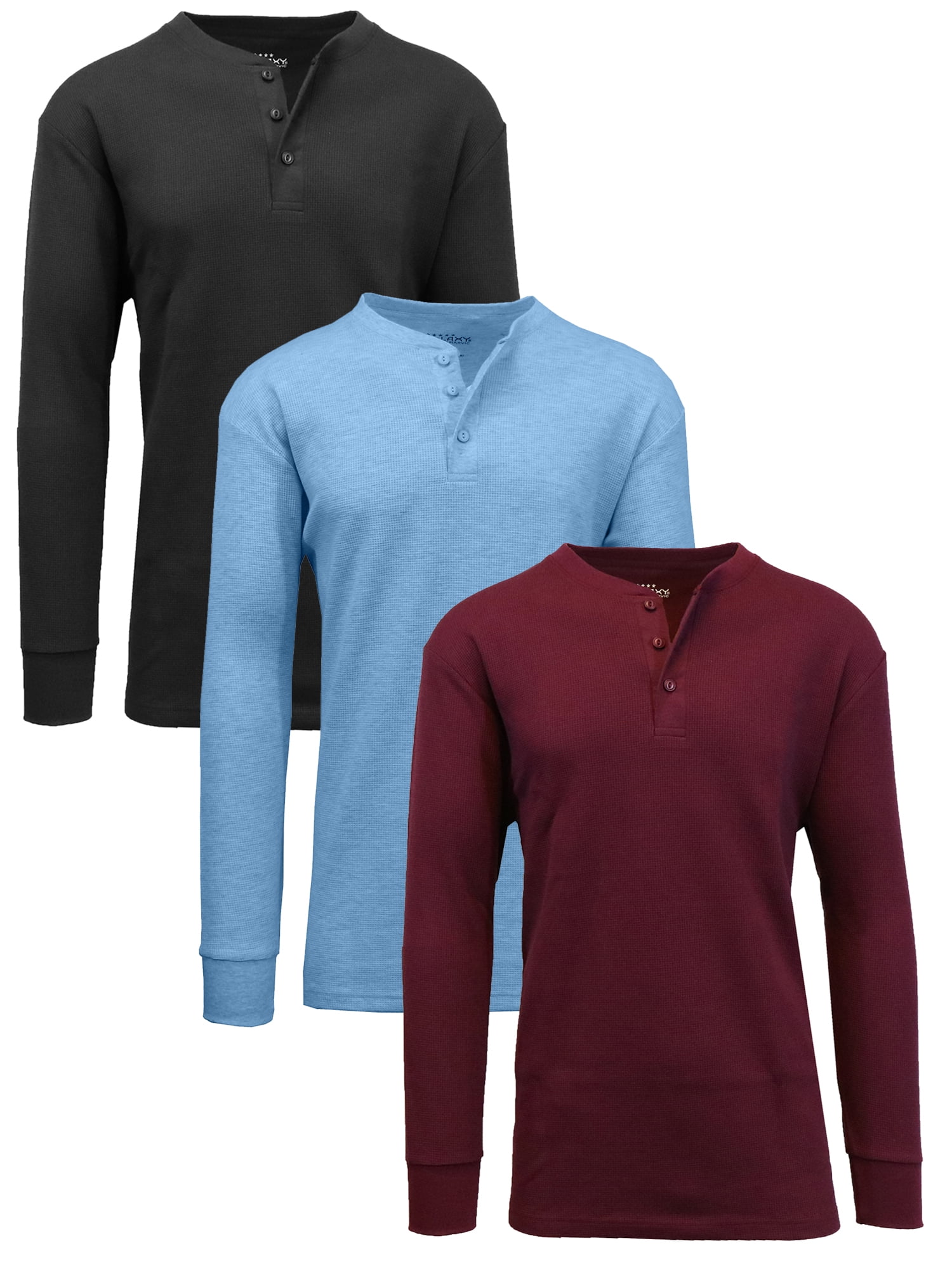 3Pack Mens Long Sleeve Henley Thermal Tee (S3XL)