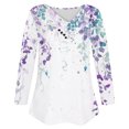 thumbnail image 6 of Tops for Women Plus Size Printed V-Neck Pullover Long Sleeve Casual Button Top,Womens Blouse Light blue, 6 of 6