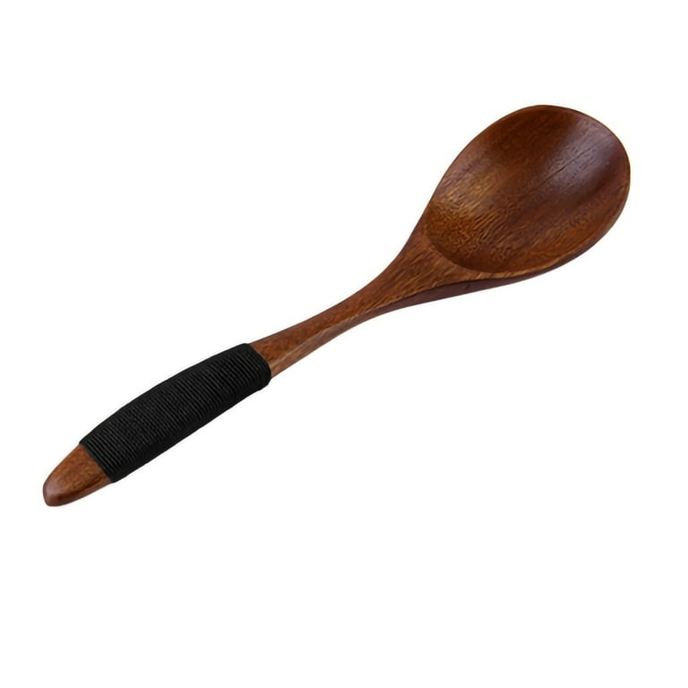 Japanese Natural Plant Ellipse Wooden Ladle Spoon for Cooking