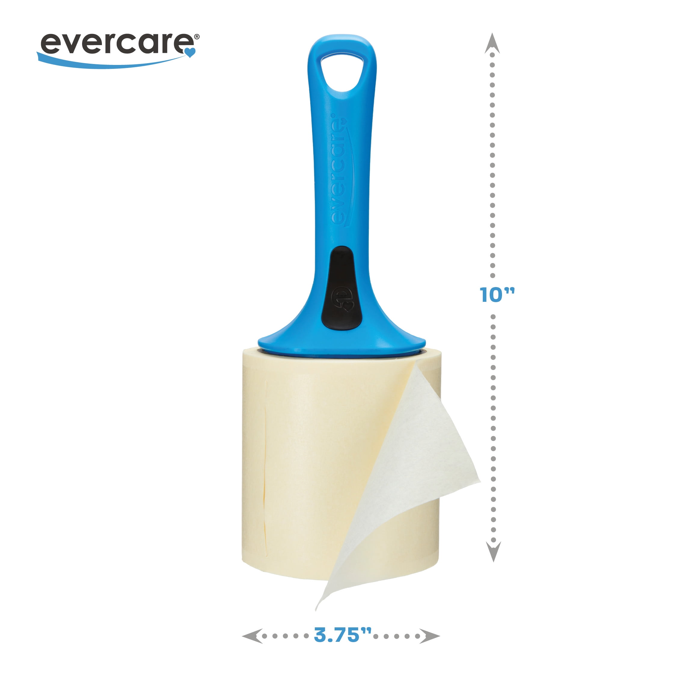 Evercare Jumbo Lint Roller – 60 Sheets per Roll, Refillable, Super Sticky, All‑Purpose Adhesive, X-Large Sheets, Pets, Clothing, Furniture, Crafts