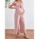 thumbnail image 3 of - overol de mernidad con lazo frontal para mujer, tirantes delgados, pierna ancha, pantalones largos para embarazo, pantalones largos, 3 of 5