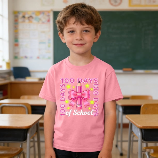 Blusas y camisas de manga corta con cuello redondo para niños y niñas, camisetas gráficas de manga corta, blusas con estampados bonitos para la temporada escolar.