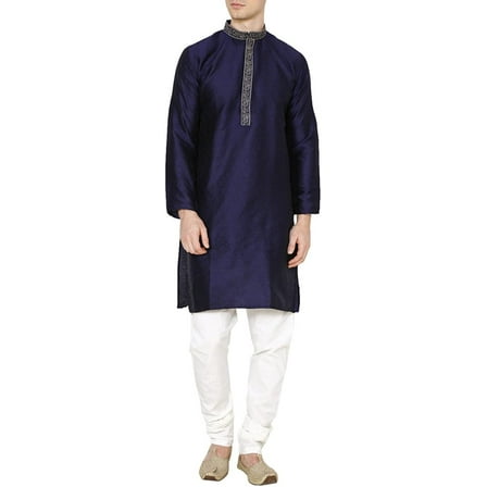 Men's Jacqaurd Silk Embroidered Kurta Pyjama Set By Royal Kurta