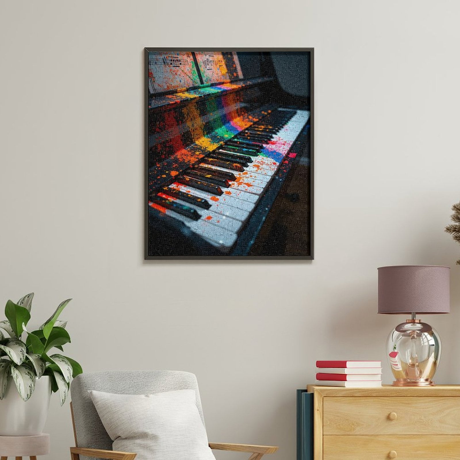 Paint By Numbers Kit for Adults Beginner - DIY Colorful Piano Paint Splatter Canvas Painting Kits for Adults, Frameless Paint By Number for Adults for Home Wall Decor 16x20 Inch
