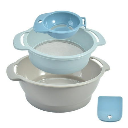 

4-in-1 Flour Sieve Bowl Stackable Storage Bowl Mesh Strainer for Kitchen Cooking Baking Tool