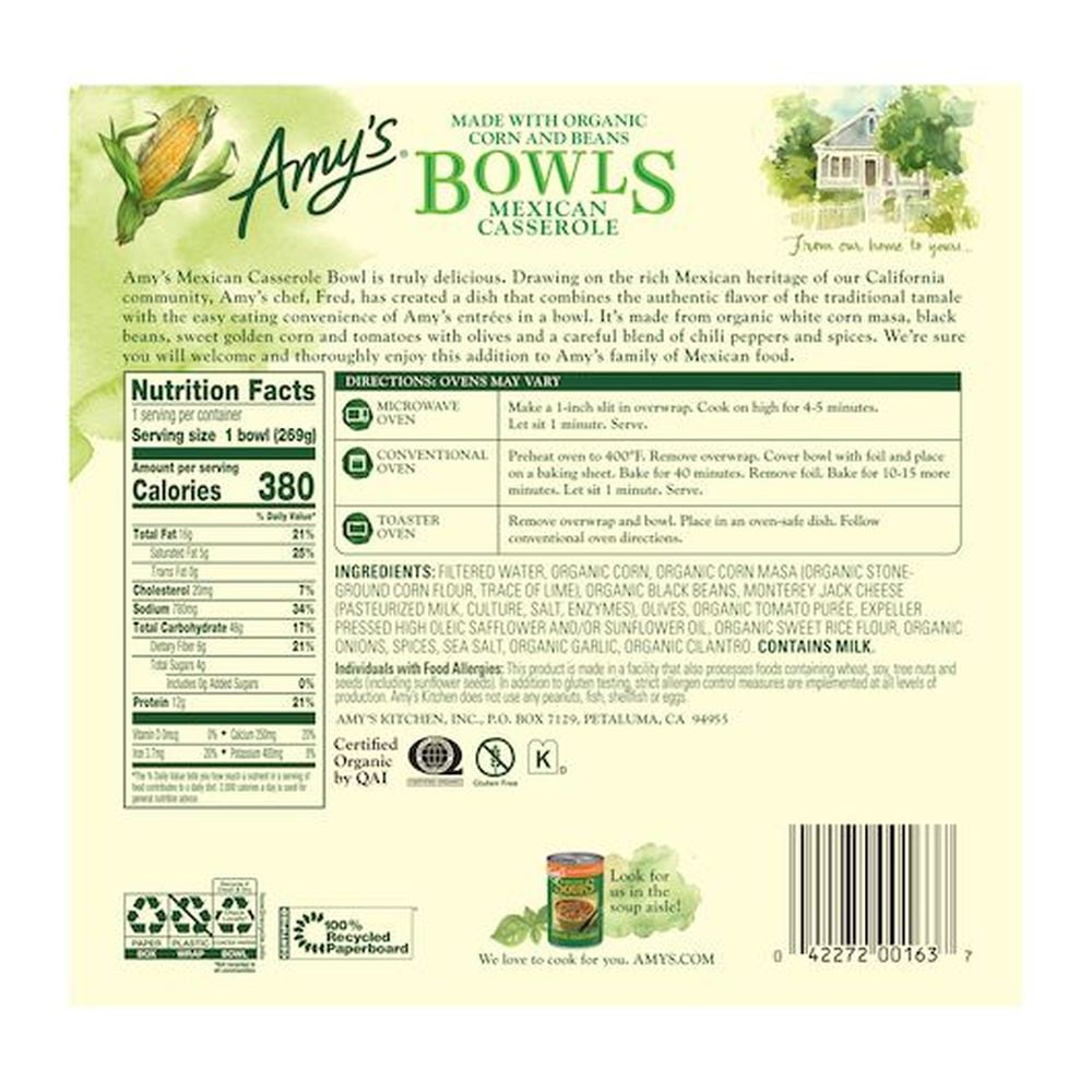 Amy's Organic Mexican Casserole Bowl, 9.5 Ounce - 12 per case