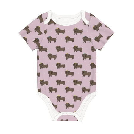 

Matuu Dachshund Dog Puppy for Baby Short-Sleeve Bodysuit Soft Cotton Comfortable and Breathable Perfect for Newborns and Infants