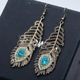 thumbnail image 7 of Opolski Vintage Women Rhinestone Peacock Eye Feather Dangle Hook Earrings Jewelry, 7 of 7