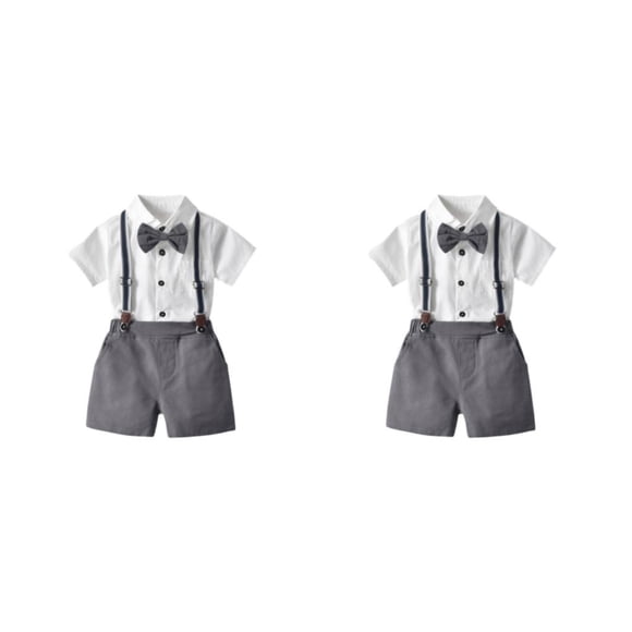 Camisa de manga corta para niños Sonducket conjunto de pantalones cortos Banquete Boda Pajarita