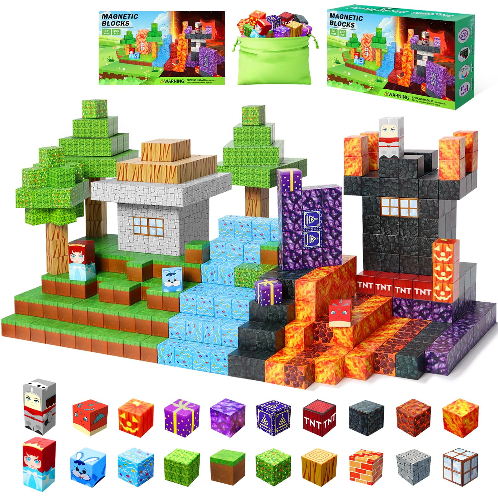 Soyee Bloques De Construcción Magnéticos – Build Mine Magnet World Set