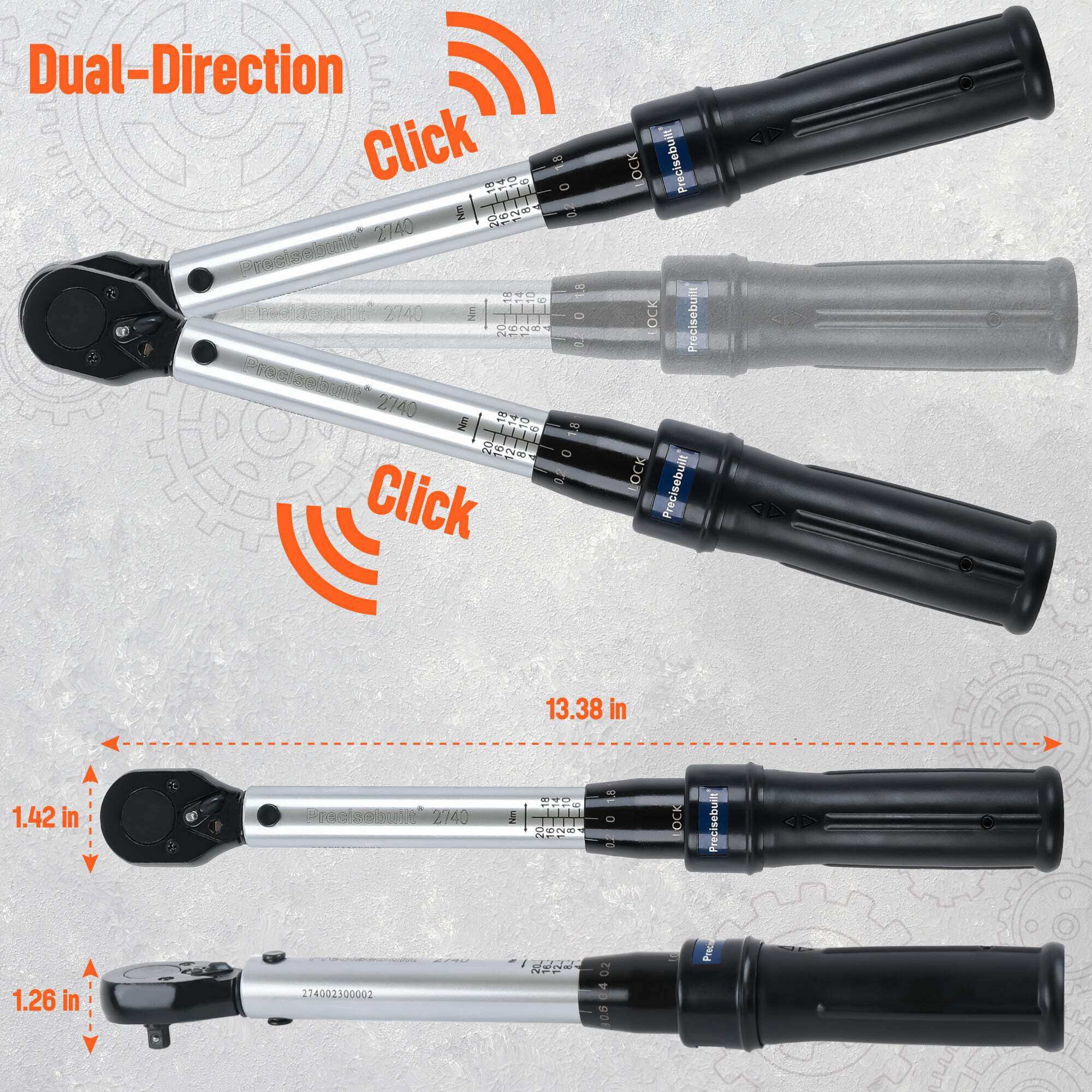 Precisebuilt 1/2" Drive 200 Nm Click Tech Torque Wrench