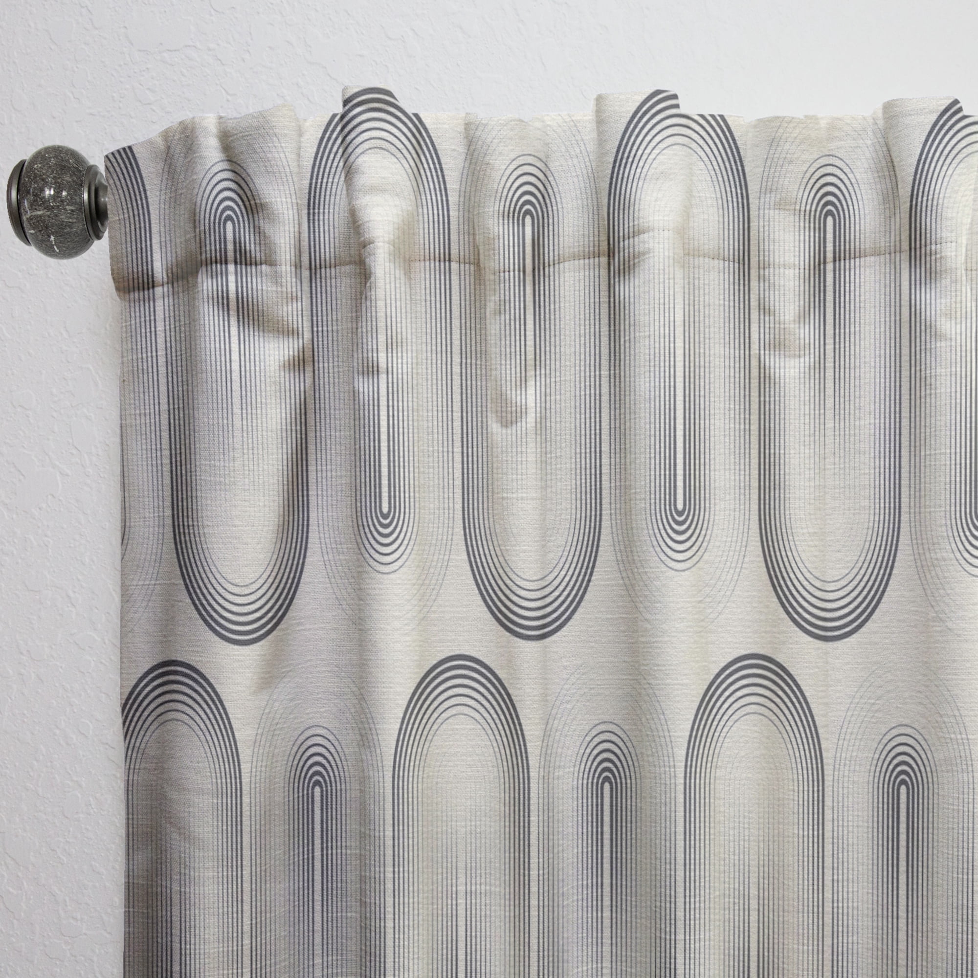 Designart 'Minimal Geometric Retro Curved Ornament I' Mid-Century Modern Curtain Panel