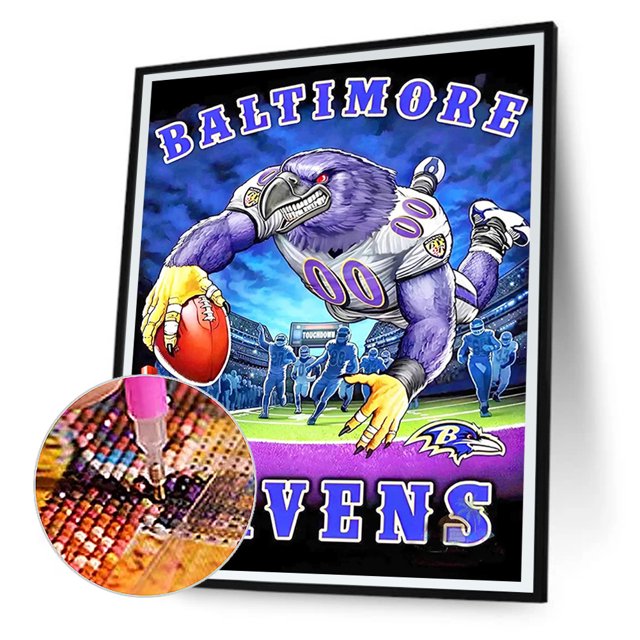 Cuadros Decorativos 5D bricolaje ronda completa taladro diamante pintura Baltimore Ravens Kit Home Decor (B5904)
