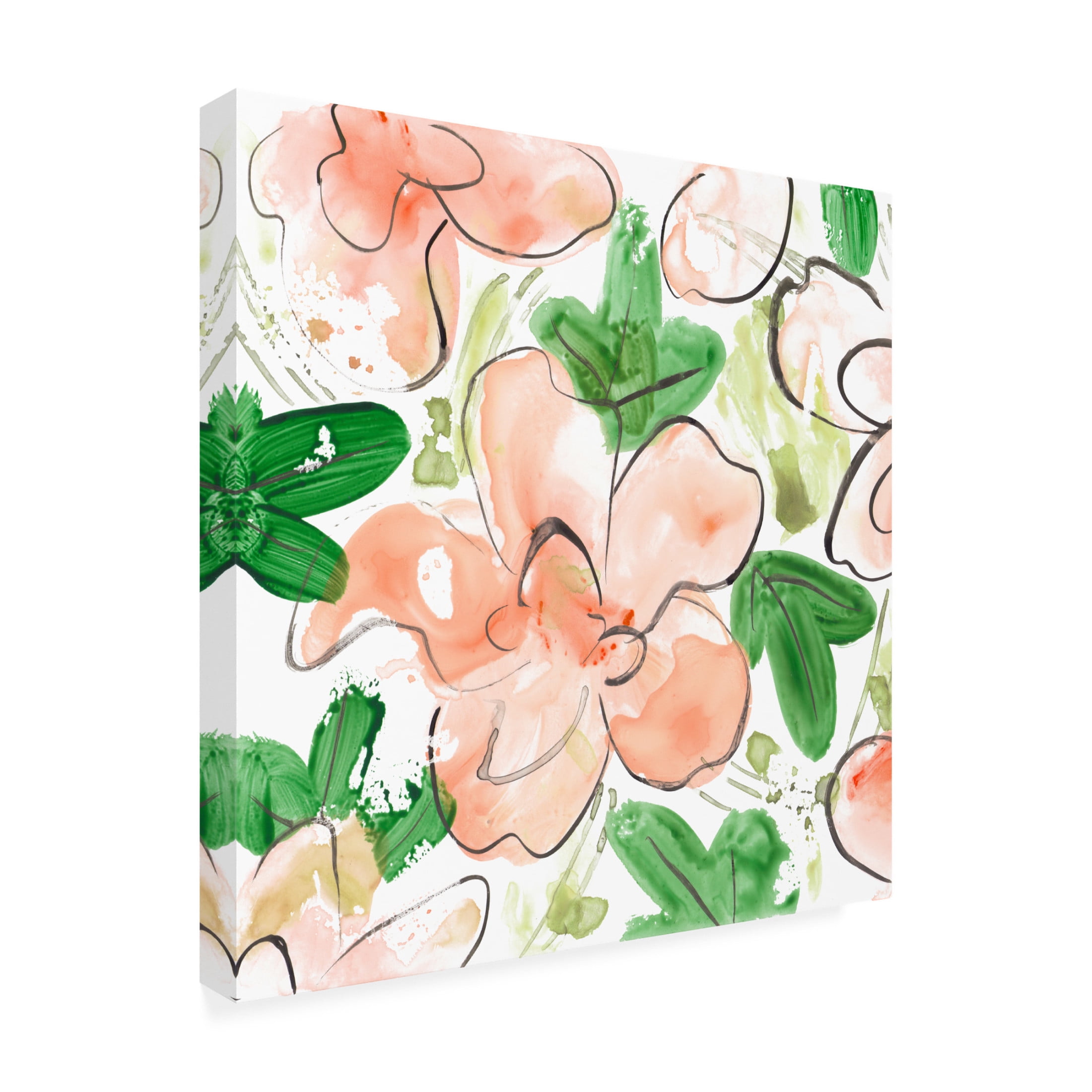 Canvas Wall Art - Melissa Wang 'Peachy Flora II' Wall Art for Living Room, Bedroom, or Office Décor by Trademark Fine Art - 24 x 24 Inches