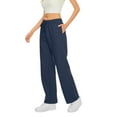 thumbnail image 5 of Women’s Summer Wide Leg Drawstring Sweatpants Cute Baggy Straight Leg Jogger Pants with Pockets Coffee, 5 of 6