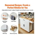 thumbnail image 2 of KFFKFF Mobile Kitchen Cart with Sturdy Wood Surface, 35.4" Broad, Equipped with Storage Compartment, Movable Kitchen Table Incorporating Spice Holder, Towel Holder, Drop Leaf and Drawer, White, 2 of 9