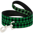 thumbnail image 1 of Buckle-Down Pet Leash - Buffalo Plaid Black Neon Green - 4 Feet Long - 1 2" Wide, 1 of 1