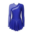 thumbnail image 4 of YONGHS Women's Rhinestone Figure Skating Dress Long Sleeves Spandex Gymnastics Leotard Royal Blue S, 4 of 7