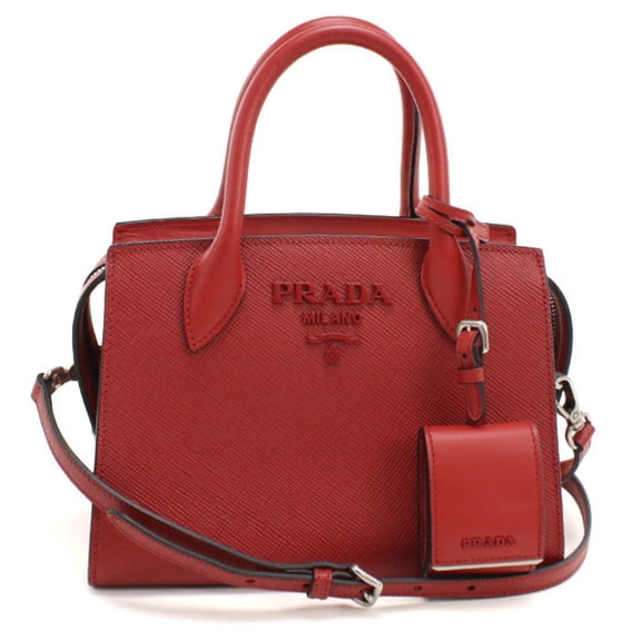 Pre-Owned PRADA Prada handbag 1BA156 2-way Saffiano leather women's red