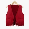 thumbnail image 2 of Girls Western Cow Vest Tassel Fringe Waist Coat Top Party For Kids Size 9-10T, 2 of 4
