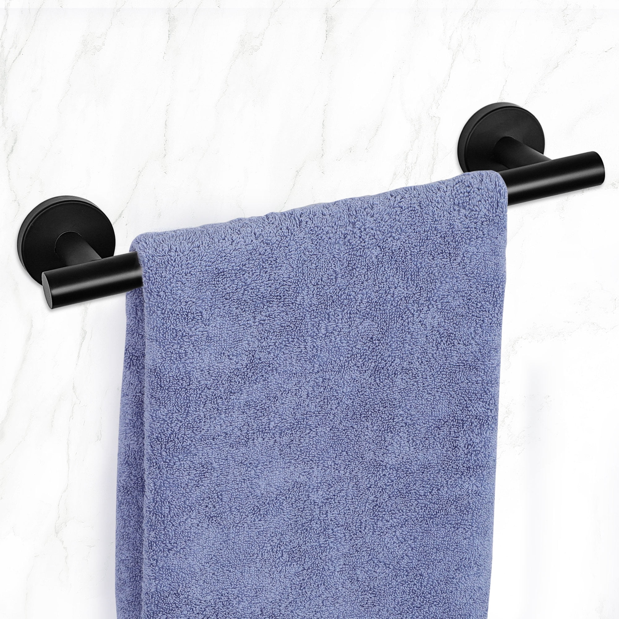 Unique Bargains Towel Bar Wall Mounted Stainless Steel Towel Hanger for Washroom Black