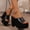 Black, variant on Women's Platform Chunky Block Heels Sexy Open Toe High Heel Sandals