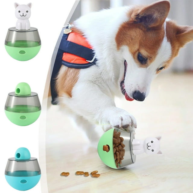 Juguete Dispensador Interactivo de Comida para Mascotas - Bola de Golosina Puzzle para Perros y Gatos, Alimentador Lento, Alivio de la Ansiedad, Estimulación Mental - Azul o Verde, 2 Tamaños