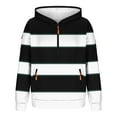 thumbnail image 6 of qolati Hoodies for Men Striped Color Block Pullover Sweatshirt Lightweight Fashion Drawstring Hooded Fleece Athletic Workout Tops with Zipper Pockets Black XXXL, 6 of 6