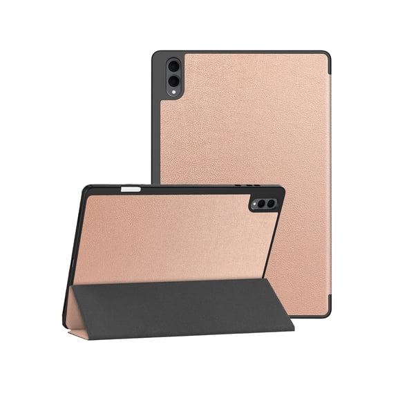 HYRACPO Trifold Stand Tablet Case for Galaxy Tab S12 Ultra 14.6", PU Leather Shockproof Cover-rose gold