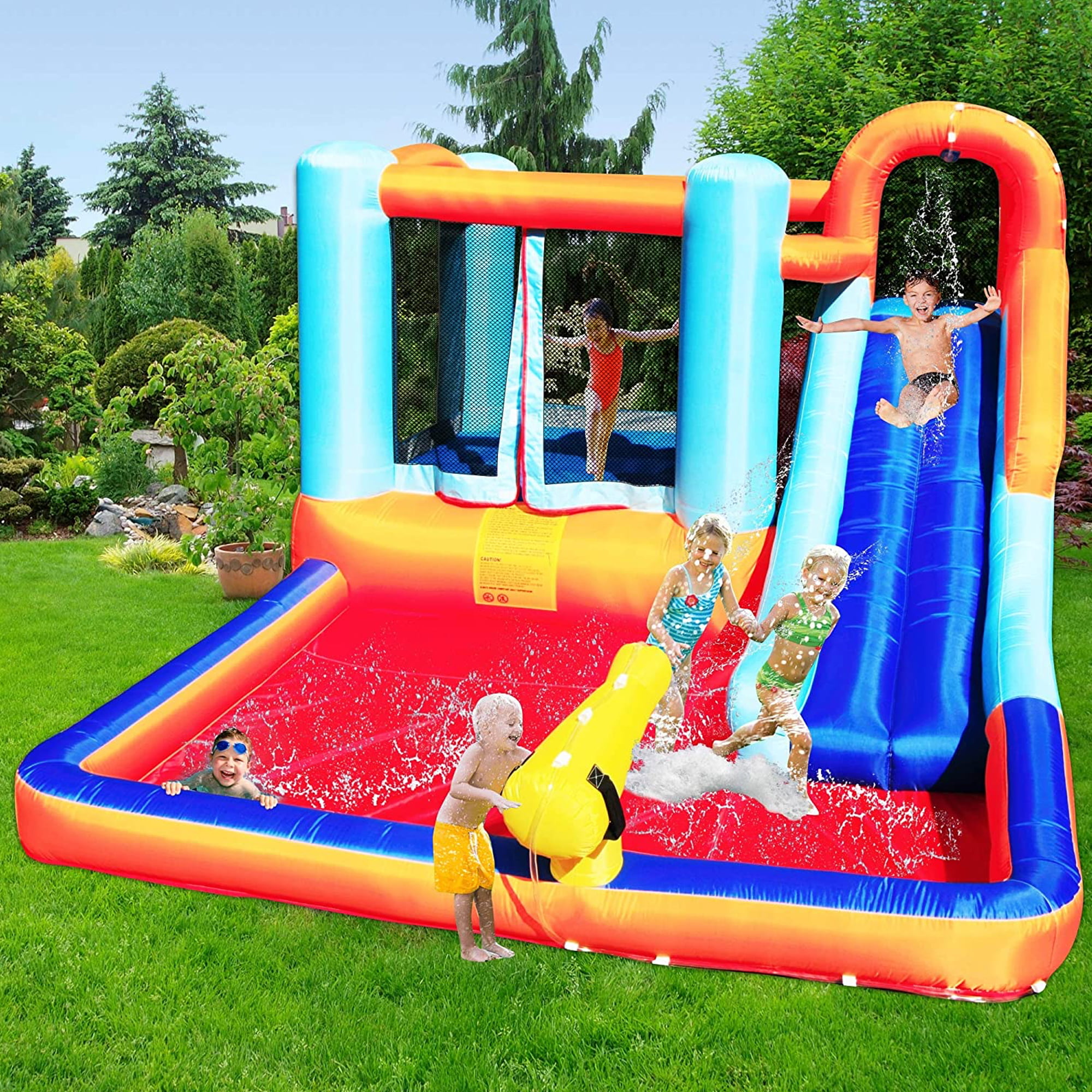 大好き送料無料！Bounce House Waterslide Inflatable Bounce Trampoli House with Giant  Water 水遊び