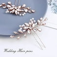 thumbnail image 3 of Bride Wedding Hair Pins Clip Crystal Pearl Hair Sets Jewelry Bridal Hair pieces Headpieces Decorative Hair Accessories for Women and Girls (Pack of 2) (C-RG), 3 of 4