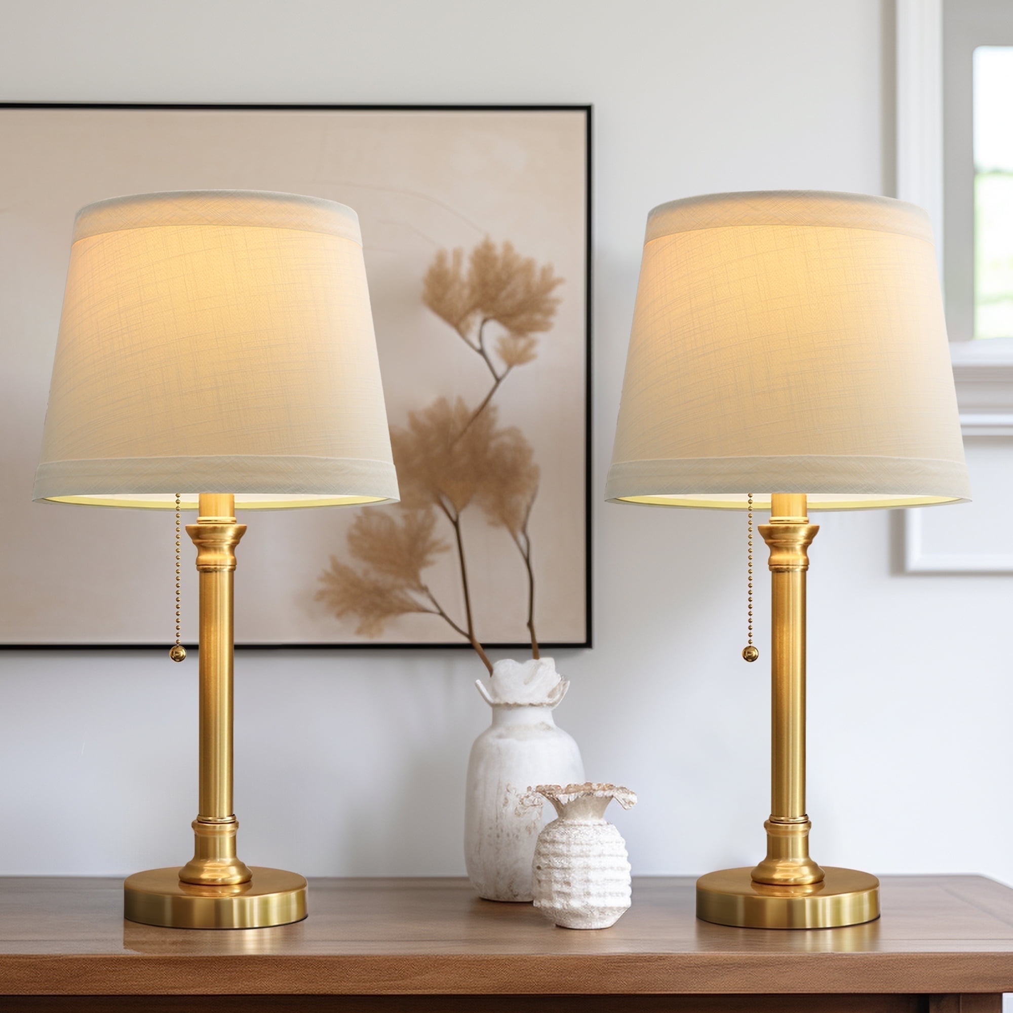 Oneach Modern Table Lamps Set of 2, 19.75 Inch Gold