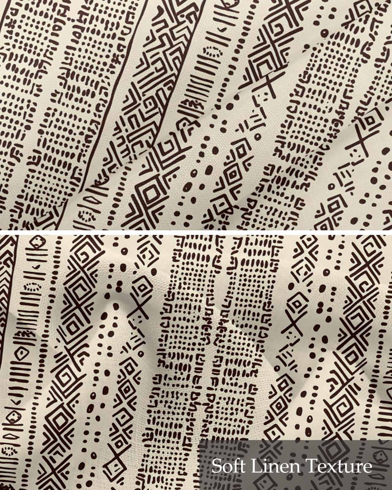 Vintage Boho Kitchen Valances for Windows Farmhouse Linen Window Valance Curtain for Living Room Window Treatment Abstract Retro Geometric Striped Beige Valance Rod Pocket Topper Drape, 60 x 18 Inch