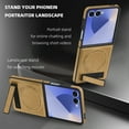 thumbnail image 5 of Magnetic for Samsung Galaxy Z Flip 7 PU Leather Case, Compatible with Magsafe, Built-in Invisible Stand, Premium Ultra Slim Adjustable Kickstand Protective Phone Case for Galaxy Z Flip 7, Desertgold, 5 of 9