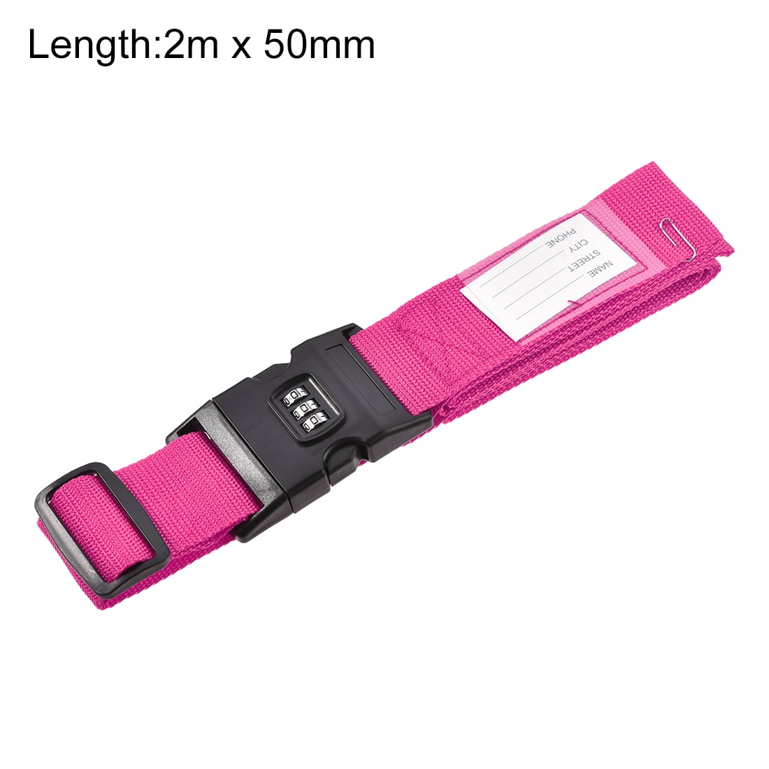 Unique Bargains Luggage Strap with Buckle Lock Adjustable Travel Packing Rose Red