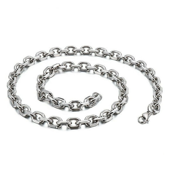 Infinique Creations - Stainless Steel Silver Cable Rolo Link Chain Bracelet Necklace Men Women 7"-38"