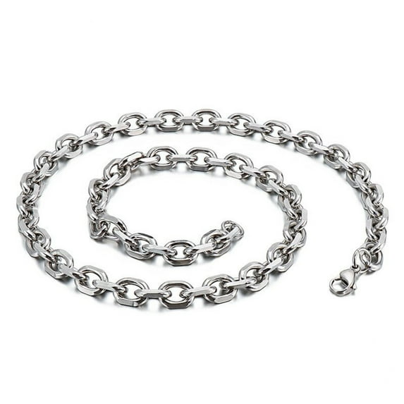 Infinique Creations - Stainless Steel Silver Cable Rolo Link Chain Bracelet Necklace Men Women 7"-38"