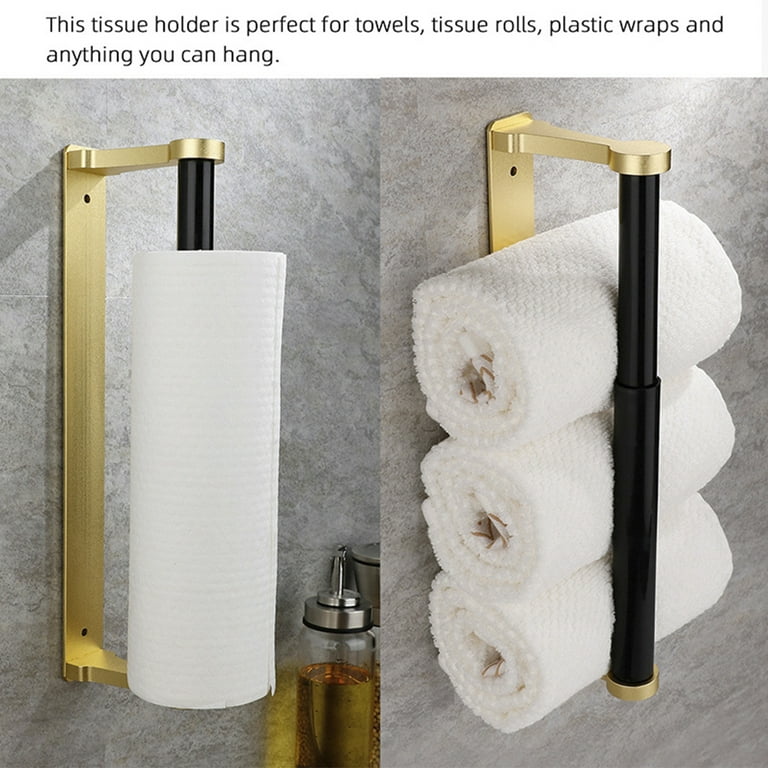 Relax love Paper Roll Hanger Under Cabinet Wall Mount Stainless Steel Heavy  Duty Adhesive or Drilling Paper Towel Rack,Gold 