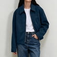 thumbnail image 4 of Enjoytime Fall Jackets for Women Lapel Collar Long Sleeve Cropped Zip Up Jacket Vintage Casual Outerwear with Pockets, 4 of 8