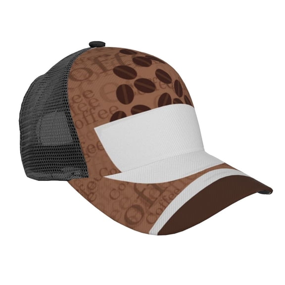 Picia Coffee Cafe Cup Pattern Trucker Hat,Baseball Cap,Sun Protection Cap,Stylish Headwear,Leisure Cap,Outdoor Sports Cap